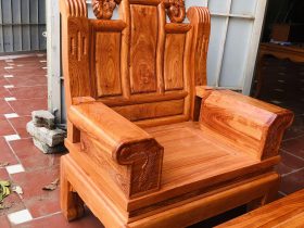 Bộ bàn ghế Âu Á chương voi trơn 6 món gỗ hương đá tự nhiên cao cấp