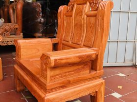 Bộ bàn ghế Âu Á chương voi trơn 6 món gỗ hương đá cao cấp