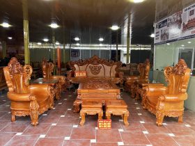 Bộ bàn ghế hoàng gia nguyên khối 10 món gỗ hương đá phiên bản đặc biệt