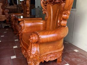 bộ ghế hoàng gia nguyên khối gỗ hương đá tự nhiên