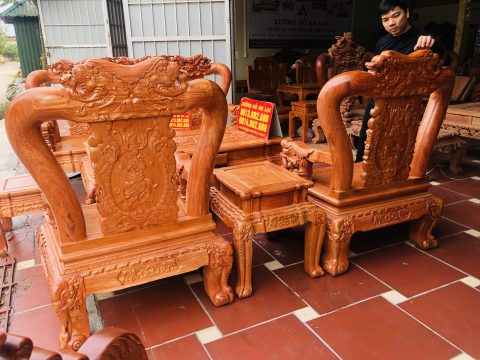 Bộ bàn ghế minh quốc voi tài lọc 6 món gỗ hương đá siêu vip