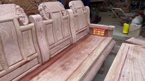 bộ bàn ghế âu á chương voi như ý gỗ hương đá 6 món cao cấp