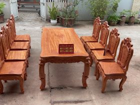 bàn ăn 8 ghế gỗ hương đá tự nhiên cao cấp