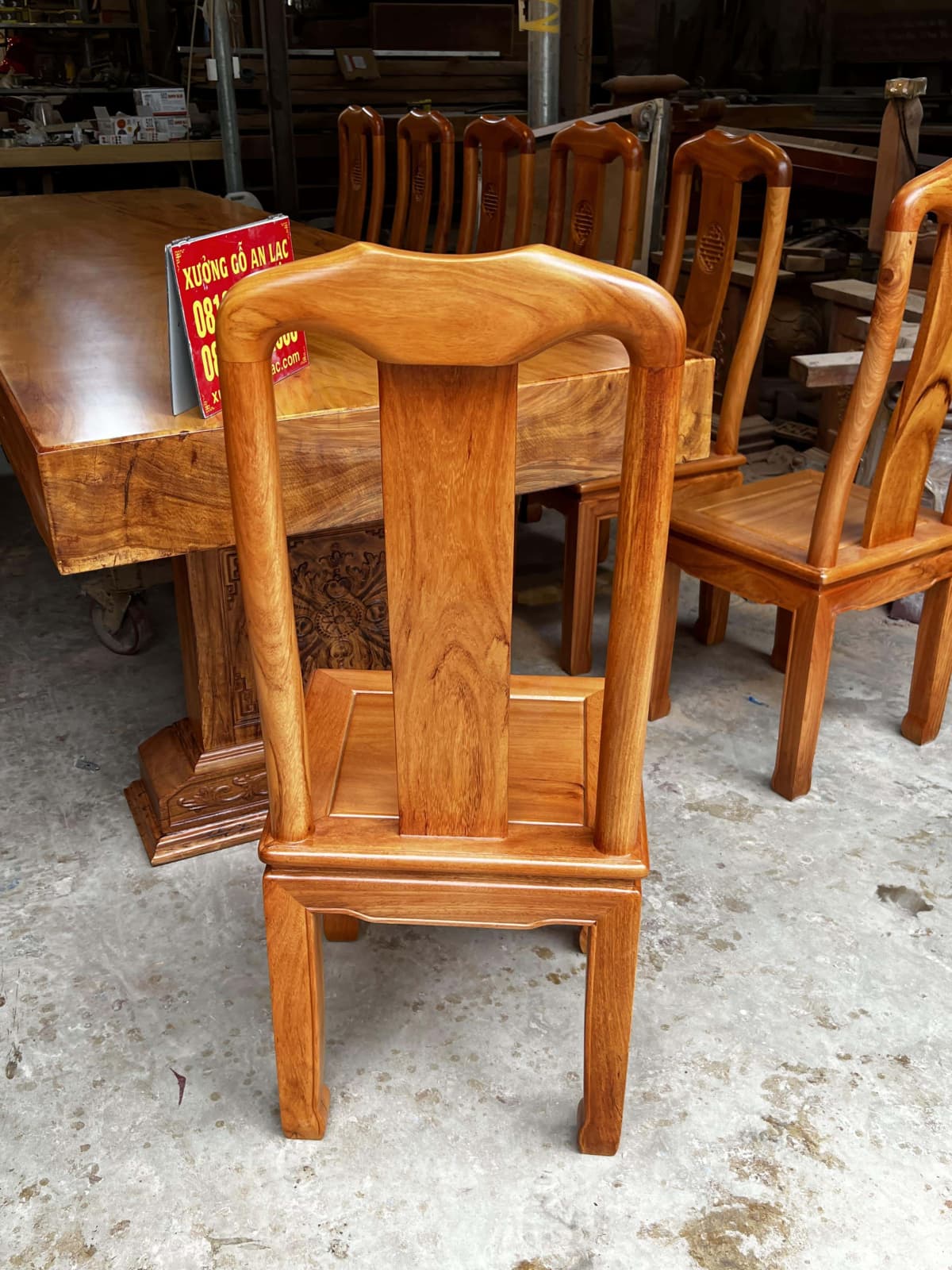 ghế ăn chữ thọ gỗ gõ đỏ cao cấp