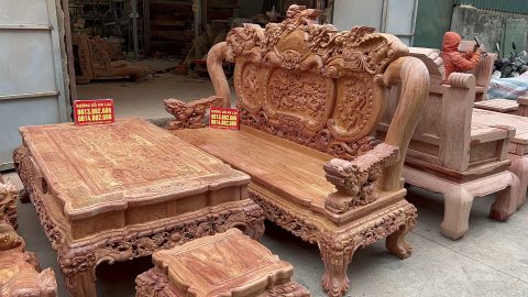 bộ bàn ghế minh quóc nghê gỗ hương đá siêu vip