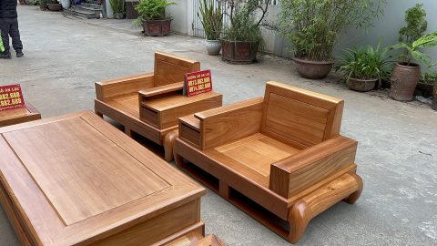 bộ 6 món bộ bàn ghế sofa phòng khách gỗ gõ đỏ