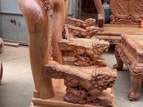 bàn ghế phòng khách minh nghê sang trọng gỗ huownmg đá tự nhiên