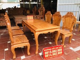 bàn ăn 6 ghế gỗ gõ đỏ cao cấp