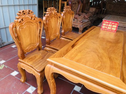 Bộ bàn ăn 6 ghế gỗ gõ đỏ cao cấp