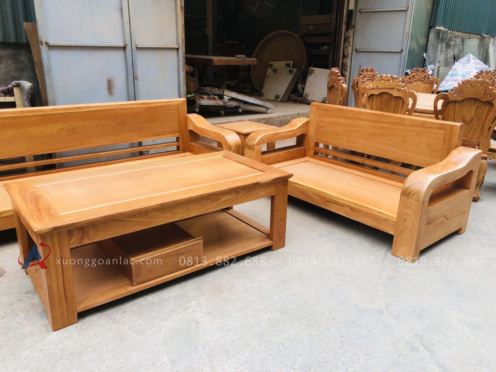 sofa AL01 gỗ gõ đỏ tự nhiên 100%