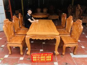 bàn ăn 6 ghế louis gỗ gõ đỏ cao cấp