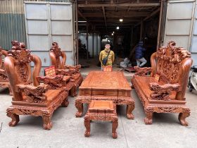 Bộ Minh Quốc Nghê 6 món cột 16 gỗ hương đá (anh Tuấn, Quảng Ninh)