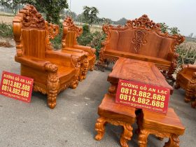 bàn ghế louis gỗ gõ đỏ nguyên khối