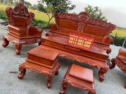 bàn ghế gỗ hương đá màu cánh gián