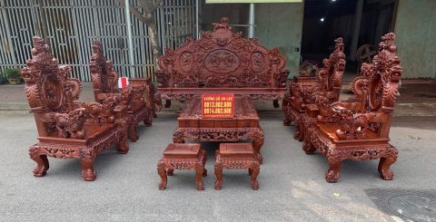 bàn ghế rồng đỉnh gỗ hương đỏ Lào cao cấp