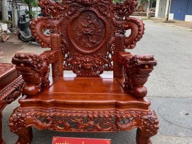 ghế đơn rồng đỉnh gỗ hương đỏ Lào