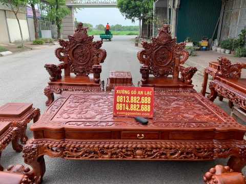 bàn ghế rồng đỉnh gỗ hương đỏ lào hàng cao cấp