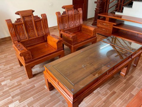 bàn ghế âu á 6 món gỗ hương đá