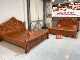 mẫu giường louis hoàng gia gỗ hương đá hàng cao cấp