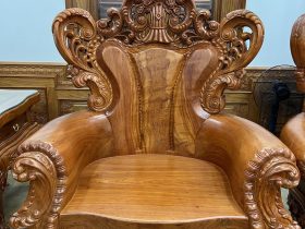 bàn ghế louis gỗ hương đá siêu vân