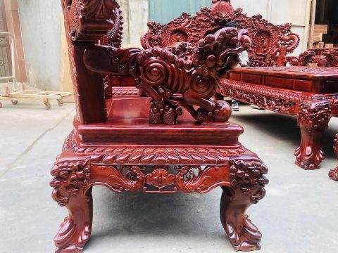 hệ chân ghế đầu lân gỗ hương đỏ