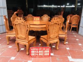 Bộ bàn ăn chất liệu gỗ gõ đỏ cao cấp