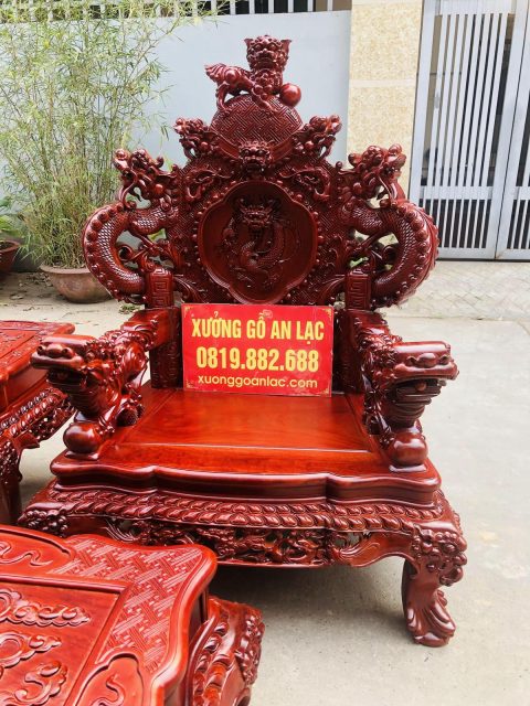 ghế đơn rồng đỉnh gỗ hương đỏ
