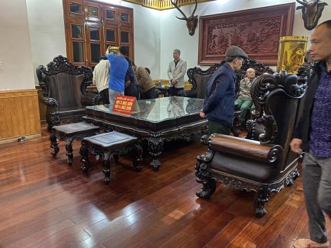 bộ bàn ghế louis hoàng gia gỗ mun hoa Lào