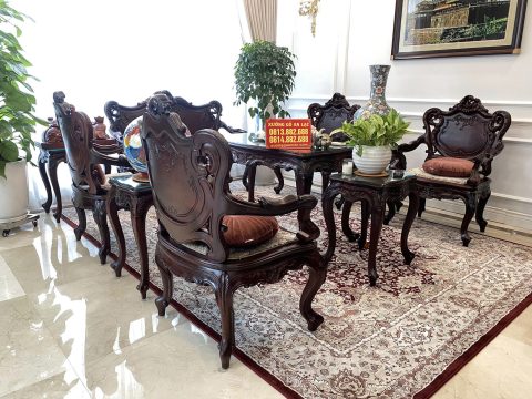 bàn ghế louis hoàng gia Pháp gỗ cẩm Lai