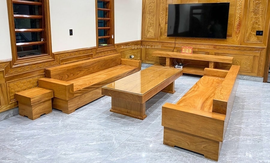 Mẫu sofa gỗ nguyên khối cho phòng khách