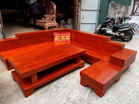 sofa góc L gỗ hương đá hàng đóng hộp