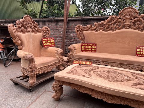 bộ bàn ghế hoàng gia nguyên khối gỗ gõ đỏ