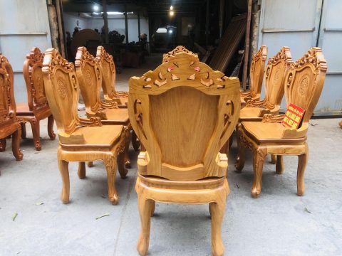 bàn ăn gỗ cẩm đá và ghế ăn gỗ gõ đỏ