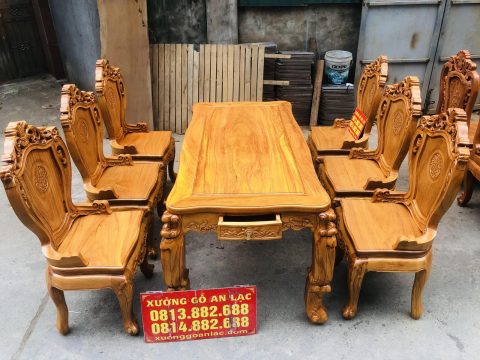 bàn ăn 6 ghế gỗ gõ đỏ