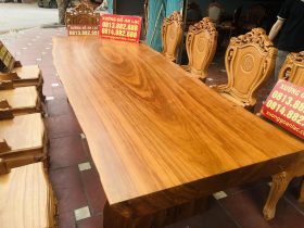 bàn ăn nguyên khối gỗ cẩm đá