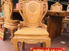 mẫu ghế ăn gỗ gõ đỏ phong cách tân cổ điển