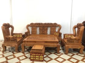 bàn ghế minh quốc voi 6 món gỗ hương đá