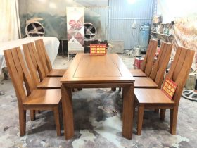 bàn ăn hiện đại 6 ghế gỗ gõ đỏ