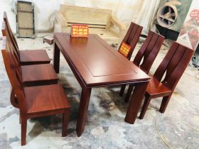 bộ bàn ăn gỗ gõ đỏ 6 ghế phong cách hiện đại