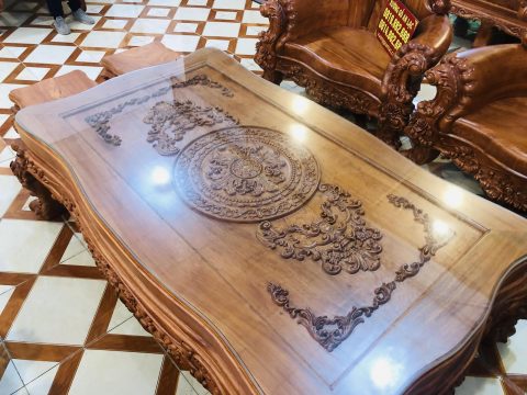bộ bàn ghế hoàng gia gỗ hương đá bàn trà chữ nhật