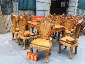 mẫu bàn ăn hoàng gia 8 ghế gỗ gõ đỏ
