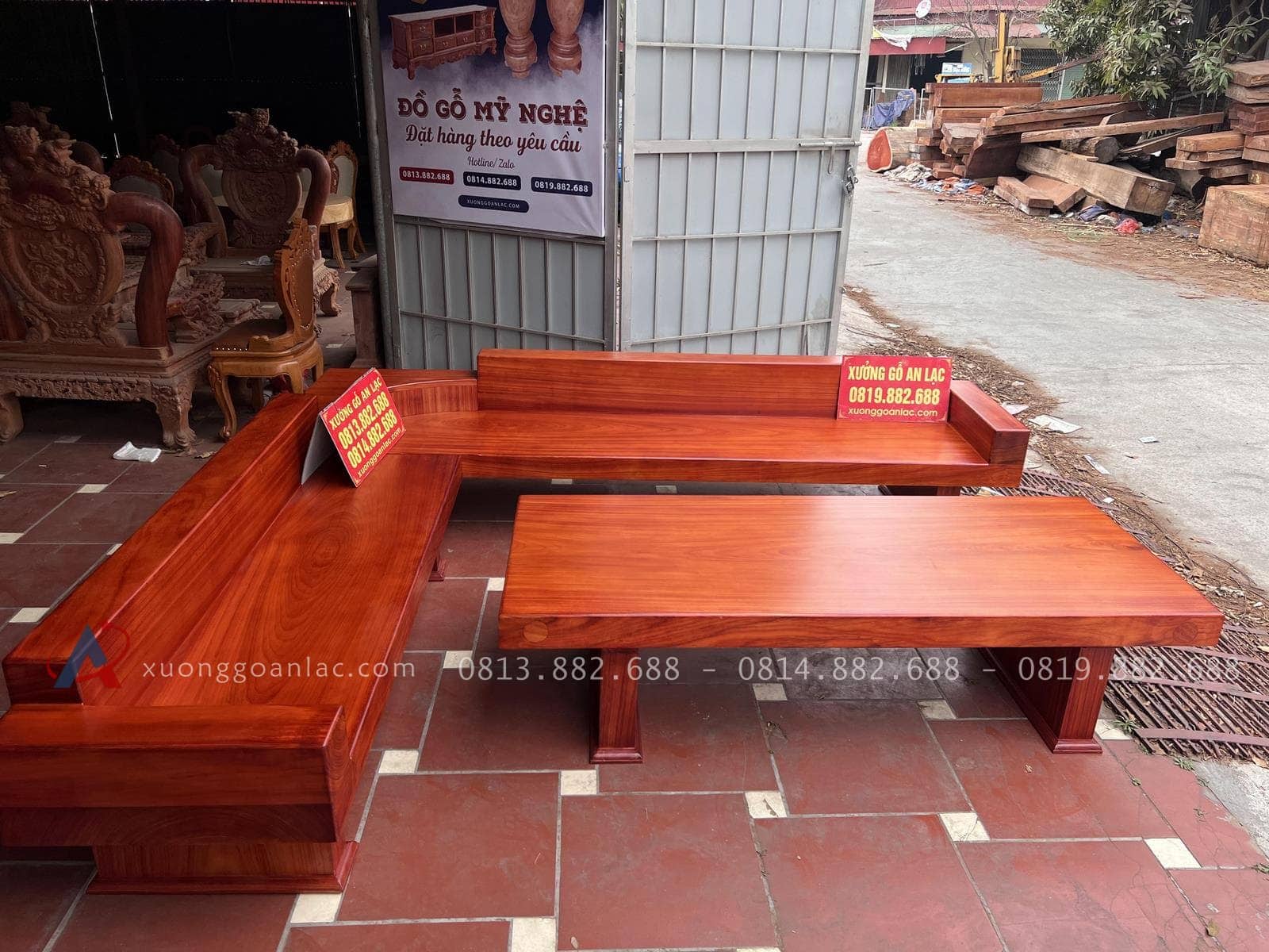 mẫu sofa nguyên khối gỗ hương đỏ