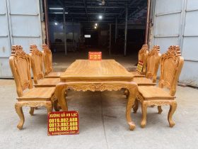 bàn ăn hoàng gia 6 ghế gỗ gõ đỏ
