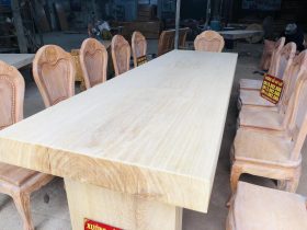 mặt bàn nguyên khối gỗ gõ đỏ