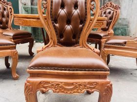 mẫu ghế louis hoàng gia gỗ gõ bọc đệm