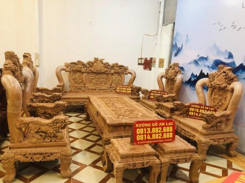 bàn ghế nghê đỉnh 10 món gỗ hương đá hàng tuyển