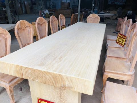 bàn ăn nguyên khối gỗ gõ kích thước lớn