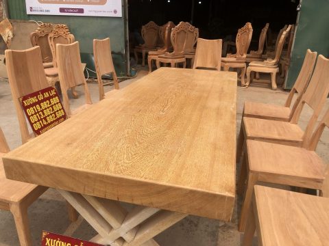 thiết kế bàn ăn nguyên khối gỗ gõ đỏ