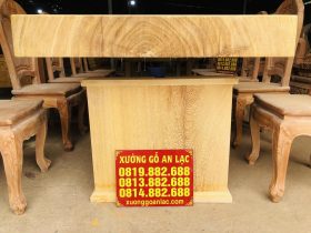 mặt bàn và chân bàn nguyên khối gỗ gõ đỏ