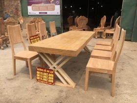 bàn ăn nguyên khối 8 ghế hiện đại gỗ gõ đỏ